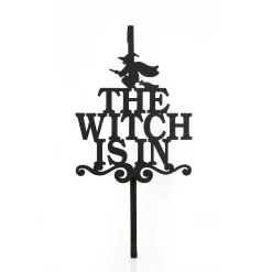 Clearance 18 in. Halloween The Witch Is In Metal Wreath Hanger Wreaths
