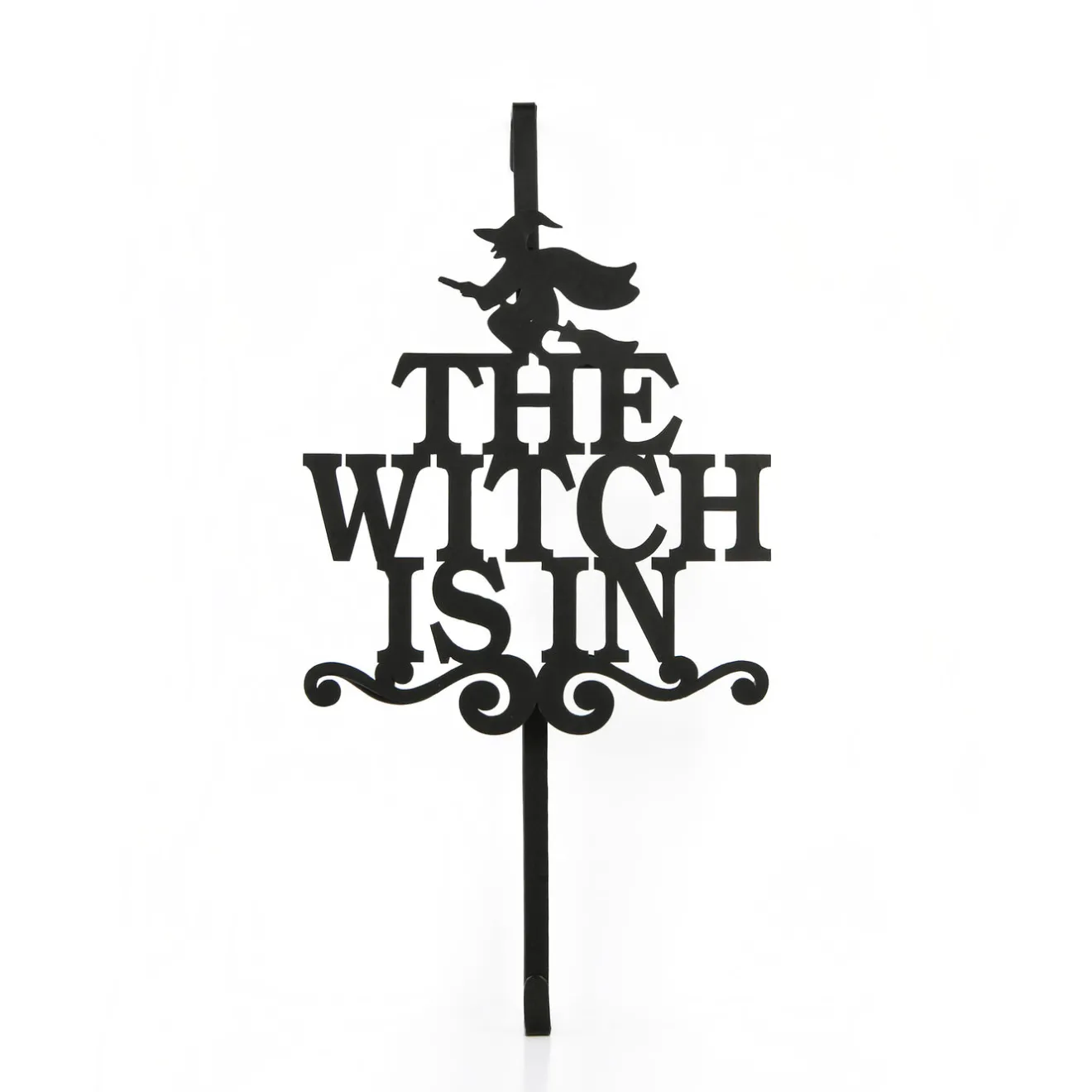 Clearance 18 in. Halloween The Witch Is In Metal Wreath Hanger Wreaths