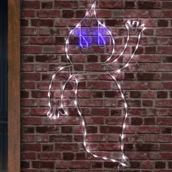 Outlet 51 in. Halloween Waving Ghost Lighted Sign Decoration with LED Lights Sign Decorations