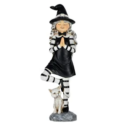 Discount 9 in. Halloween Witch in a Yoga Pose Tabletop Decoration Indoor Decorations