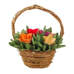 New 10 in. Handcrafted Multicolor Floral Basket Potted Plants