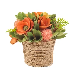 Outlet 8 in. Handcrafted Pastel Florals in Rope Basket Potted Plants