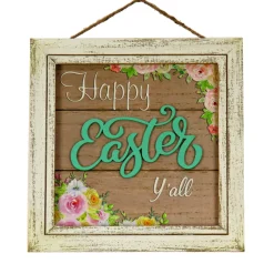 Clearance 10 in. Happy Easter Y'all Hanging Wall Sign Decoration Wall Decorations