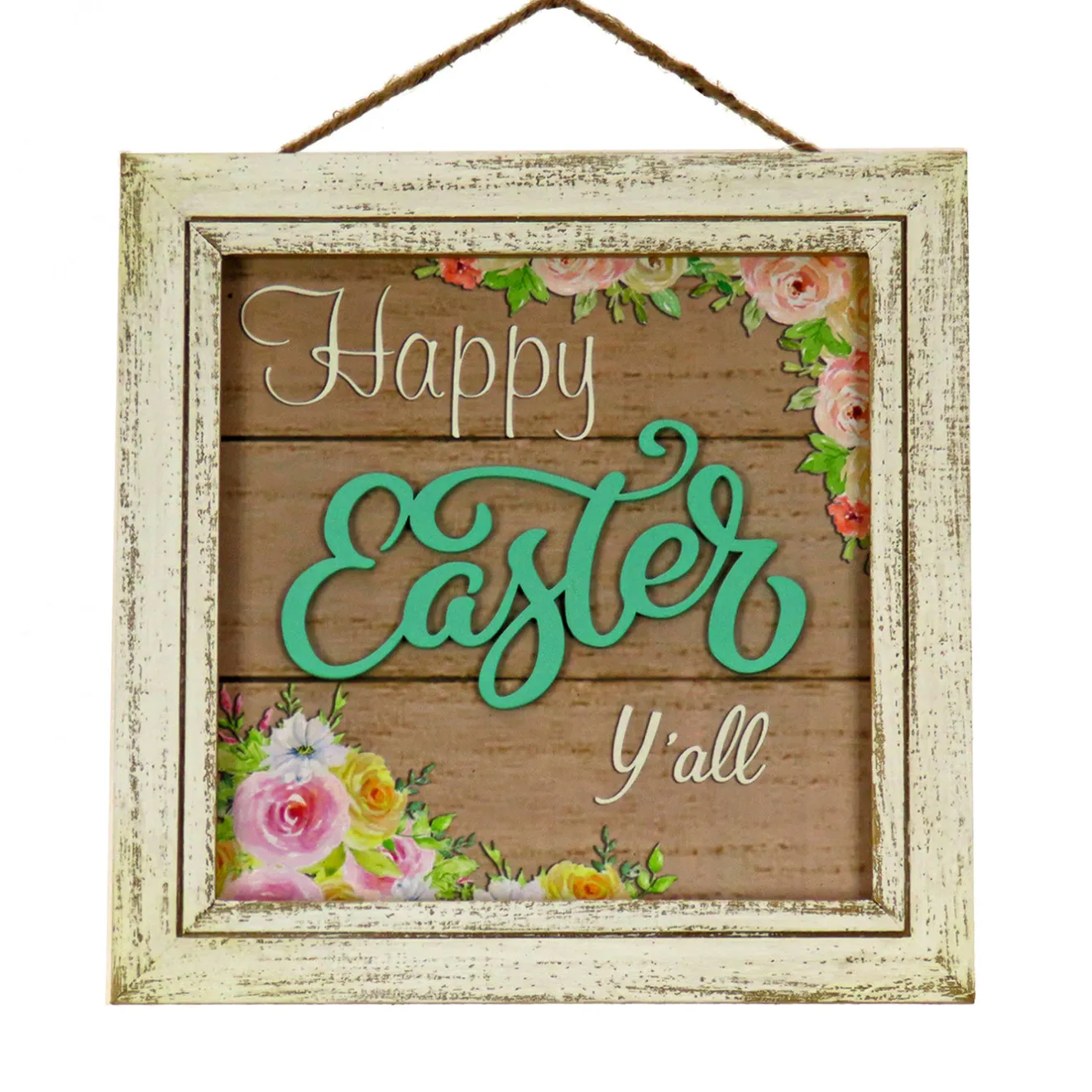 Clearance 10 in. Happy Easter Y'all Hanging Wall Sign Decoration Wall Decorations