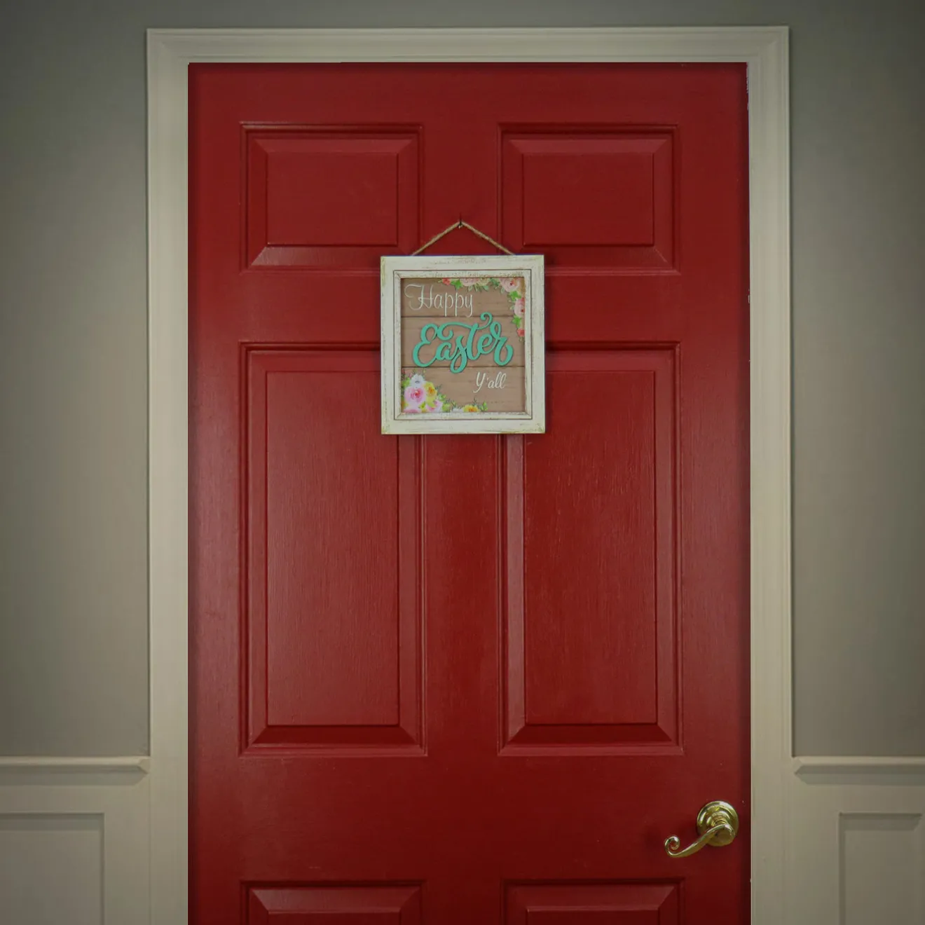 Clearance 10 in. Happy Easter Y'all Hanging Wall Sign Decoration Wall Decorations