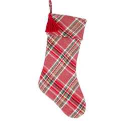 Hot 20 in. HGTV Home Collection Bias Cut Red Plaid Stocking Stockings