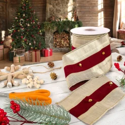 Discount 3 in. HGTV Home Collection Double-Fused Sleigh Bell Ribbon Tree Ribbons