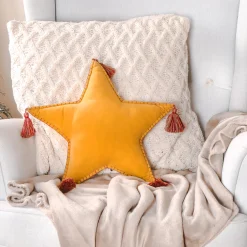 Best 16 in. HGTV Home Collection Star Shape Pillow, Yellow Pillows & Throws