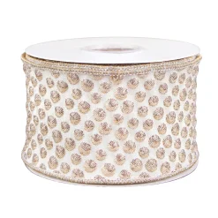 Online 3 in. HGTV Home Collection Rainer Jacquard Tissue Back Ribbon, Gold Tree Ribbons
