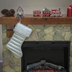 Hot 20 in. HGTV Home Collection Puffy Coat Stocking, White Stockings
