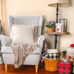 Clearance 18 in. HGTV Home Collection White Boho Christmas Pillow Pillows & Throws