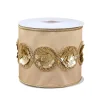 Online 4 in. HGTV Home Collection Sequin Beaded Taffeta Ribbon, Beige Tree Ribbons