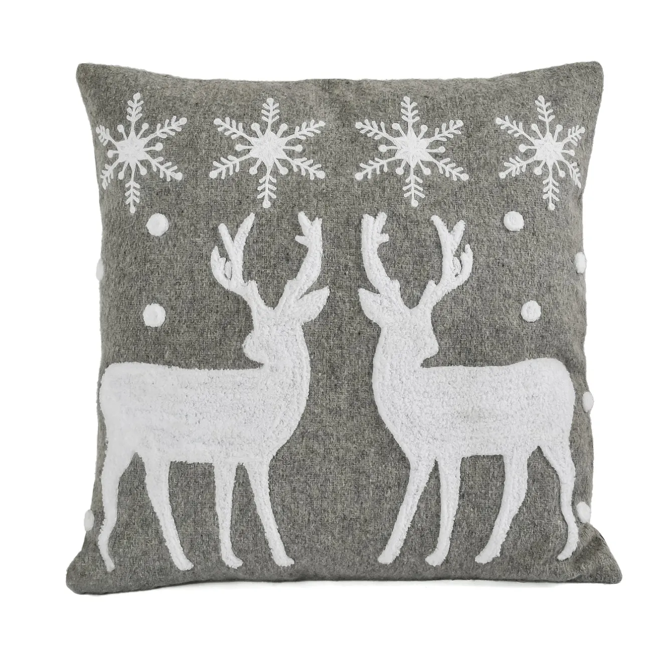 18 in. HGTV Home Collection Reindeer and Snowflakes Pillow Pillows & Throws