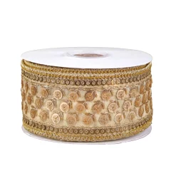 Outlet 2.5 in. HGTV Home Collection Dupioni Gold Beaded Ribbon Tree Ribbons