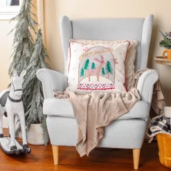 Sale 18 in. HGTV Home Collection Snow Globe Christmas Pillow Pillows & Throws