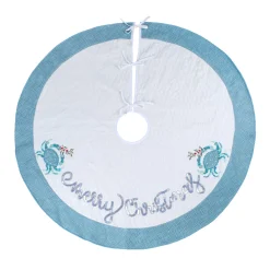 Clearance 52 in. HGTV Home Collection Embroidered Coastal Colors Tree Skirt Tree Skirts & Collars