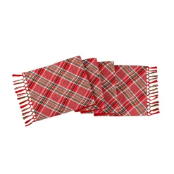 Outlet 72 in. HGTV Home Collection Bias Cut Red Plaid Table Runner Pillows & Throws