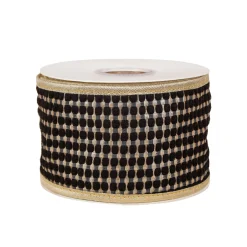 Outlet 3 in. HGTV Home Collection Carmel Jacquard Double-Sided Ribbon, Black Tree Ribbons