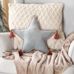 Clearance 16 in. HGTV Home Collection Star Shape Pillow, Light Blue Pillows & Throws