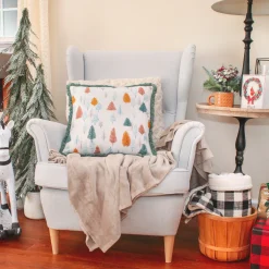Sale 18 in. HGTV Home Collection Whimsical Forest Christmas Pillow Pillows & Throws