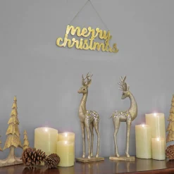 Outlet 19 in. HGTV Home Collection Merry Christmas Metal Wall Decoration Decorative Accents