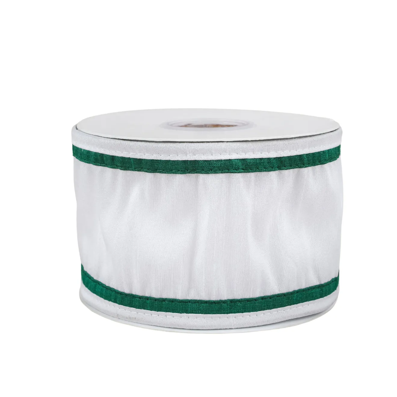 Clearance 3 in. HGTV Home Collection Dupioni Double-Sided Ribbon, White & Green Tree Ribbons