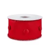 Outlet 3 in. HGTV Home Collection Dupioni Button Ribbon, Red Tree Ribbons