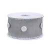 Best 3 in. HGTV Home Collection Dupioni Button Ribbon, Silver Tree Ribbons