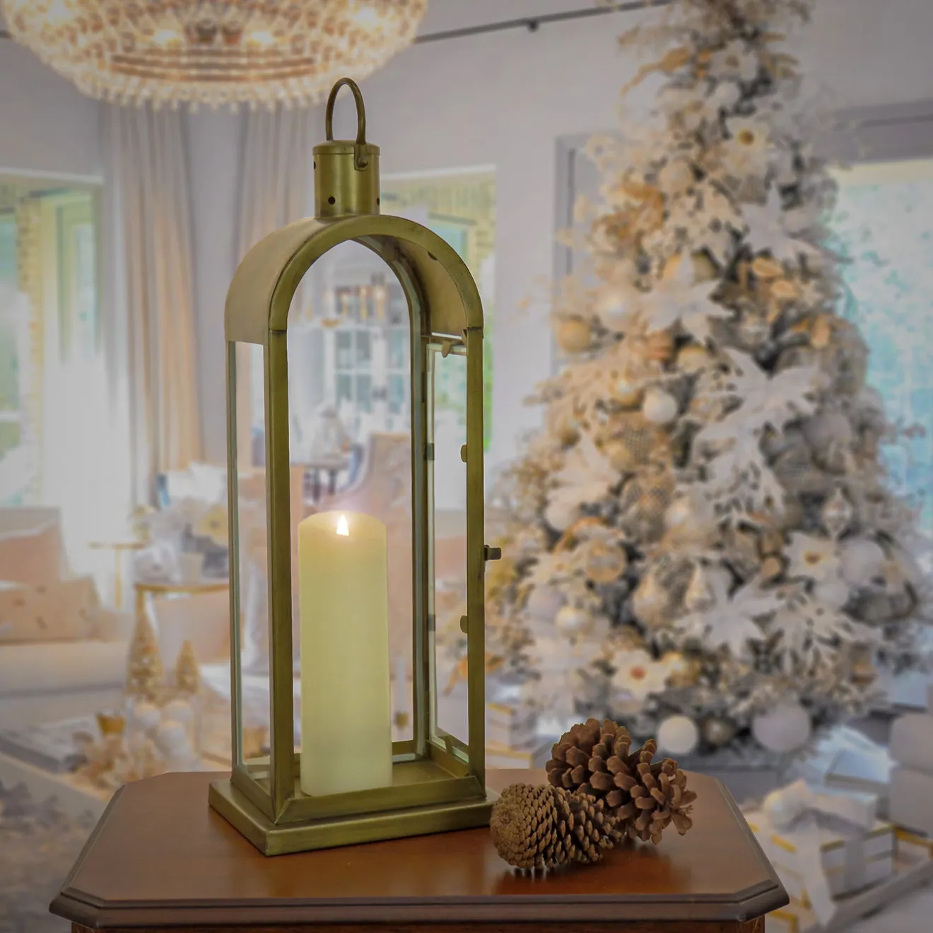 New 22 in. HGTV Home Collection Antique Bronze Arched Lantern, Medium Decorative Accents