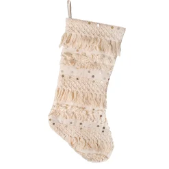 Hot 20 in. HGTV Home Collection Fringe and Sequin Stocking Stockings