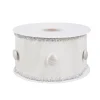 New 3 in. HGTV Home Collection Dupioni Button Ribbon, White Tree Ribbons