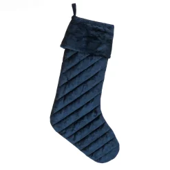 New 19 in. HGTV Home Collection Quilted Velvet Stocking, Blue Stockings