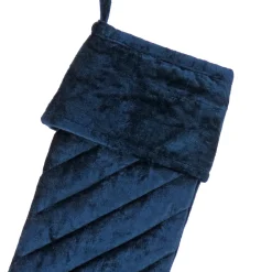 New 19 in. HGTV Home Collection Quilted Velvet Stocking, Blue Stockings