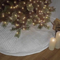 Best 60 in. HGTV Home Collection Quilted Velvet Tree Skirt, Ivory Tree Skirts & Collars