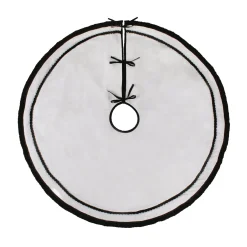 Hot 52 in. HGTV Home Collection White Tree Skirt with Black Trim Tree Skirts & Collars
