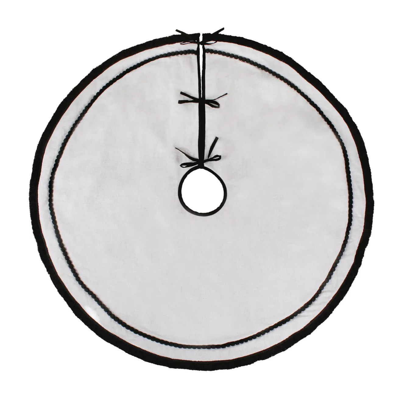 Hot 52 in. HGTV Home Collection White Tree Skirt with Black Trim Tree Skirts & Collars