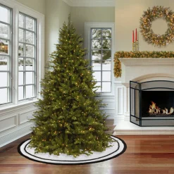 Hot 52 in. HGTV Home Collection White Tree Skirt with Black Trim Tree Skirts & Collars