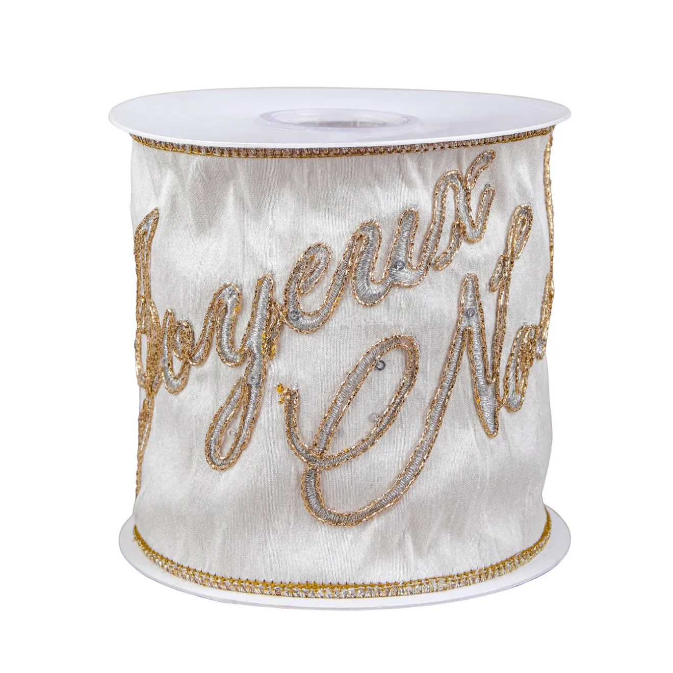 Online 4 in. HGTV Home Collection Dupioni Embroidered Joyuex Noel Ribbon Tree Ribbons