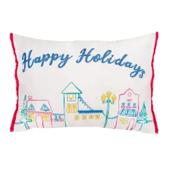 Best 20 in. HGTV Home Collection Embroidered Happy Holidays Pillow Pillows & Throws