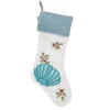 Outlet 20 in. HGTV Home Collection Embroidered Blue Shell Stocking Stockings