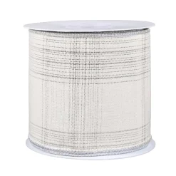 3 in. HGTV Home Collection Double-Fused Silver Plaid Ribbon Tree Ribbons