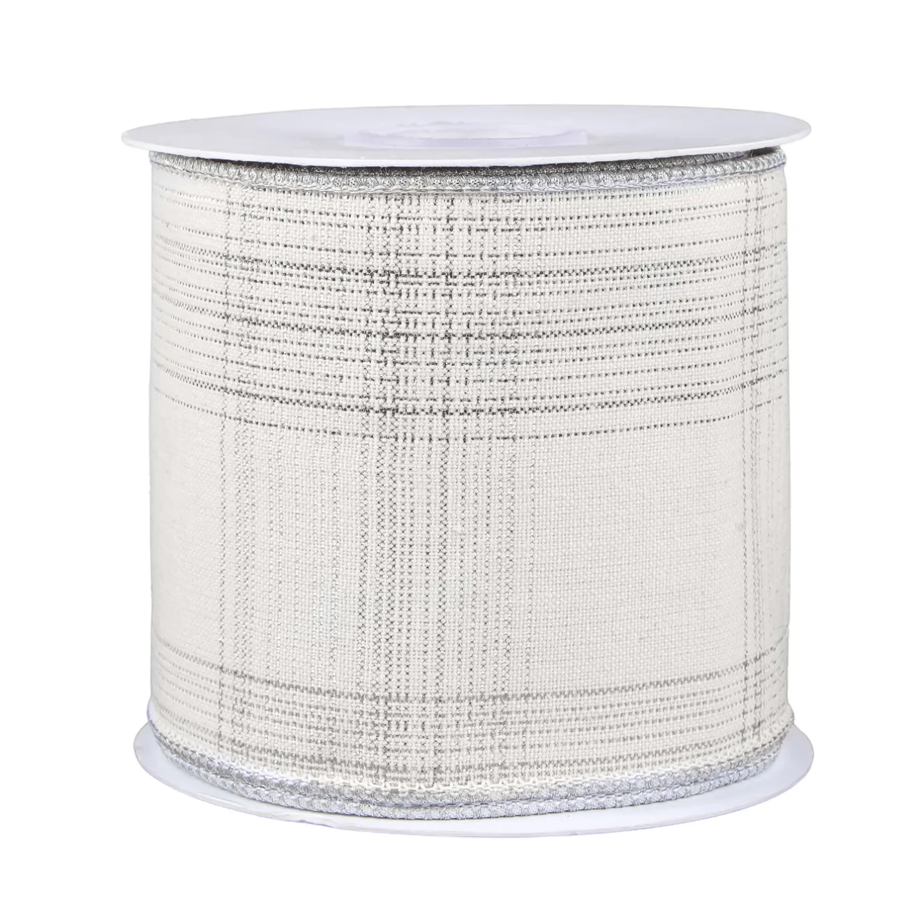 3 in. HGTV Home Collection Double-Fused Silver Plaid Ribbon Tree Ribbons