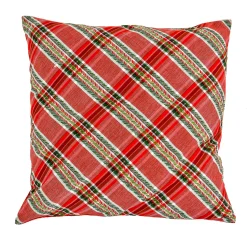 Clearance 24 in. HGTV Home Collection Bias Cut Red Plaid Pillow Pillows & Throws