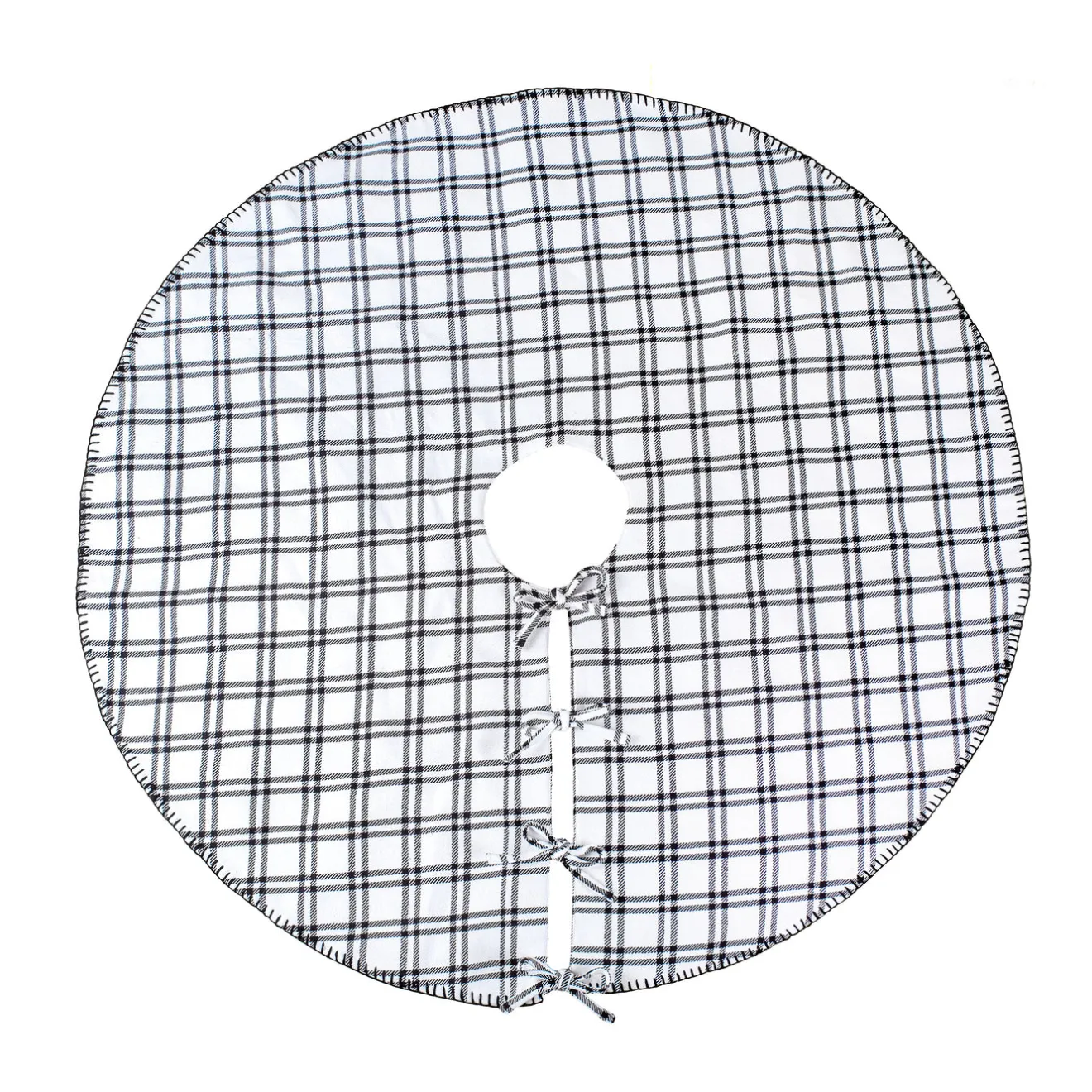 New 48 in. HGTV Home Collection Black White Ric Rac Border Tree Skirt Tree Skirts & Collars