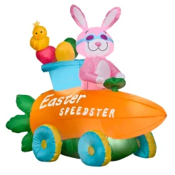54 in. Inflatable Easter Bunny in a Carrot Roadster Decoration Inflatable Decorations