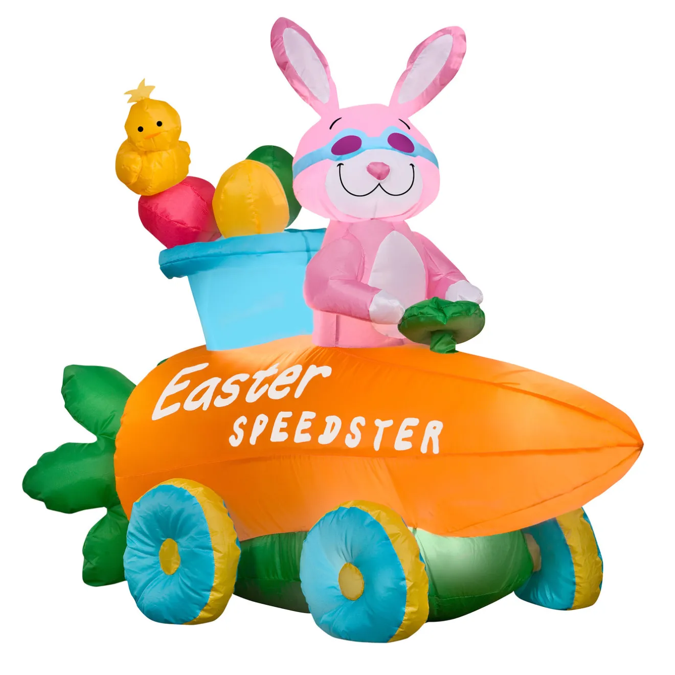 54 in. Inflatable Easter Bunny in a Carrot Roadster Decoration Inflatable Decorations