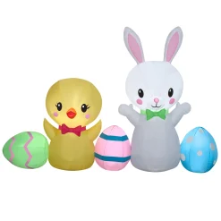 Hot 78 in. Inflatable Easter Bunny and Chick Decoration Inflatable Decorations