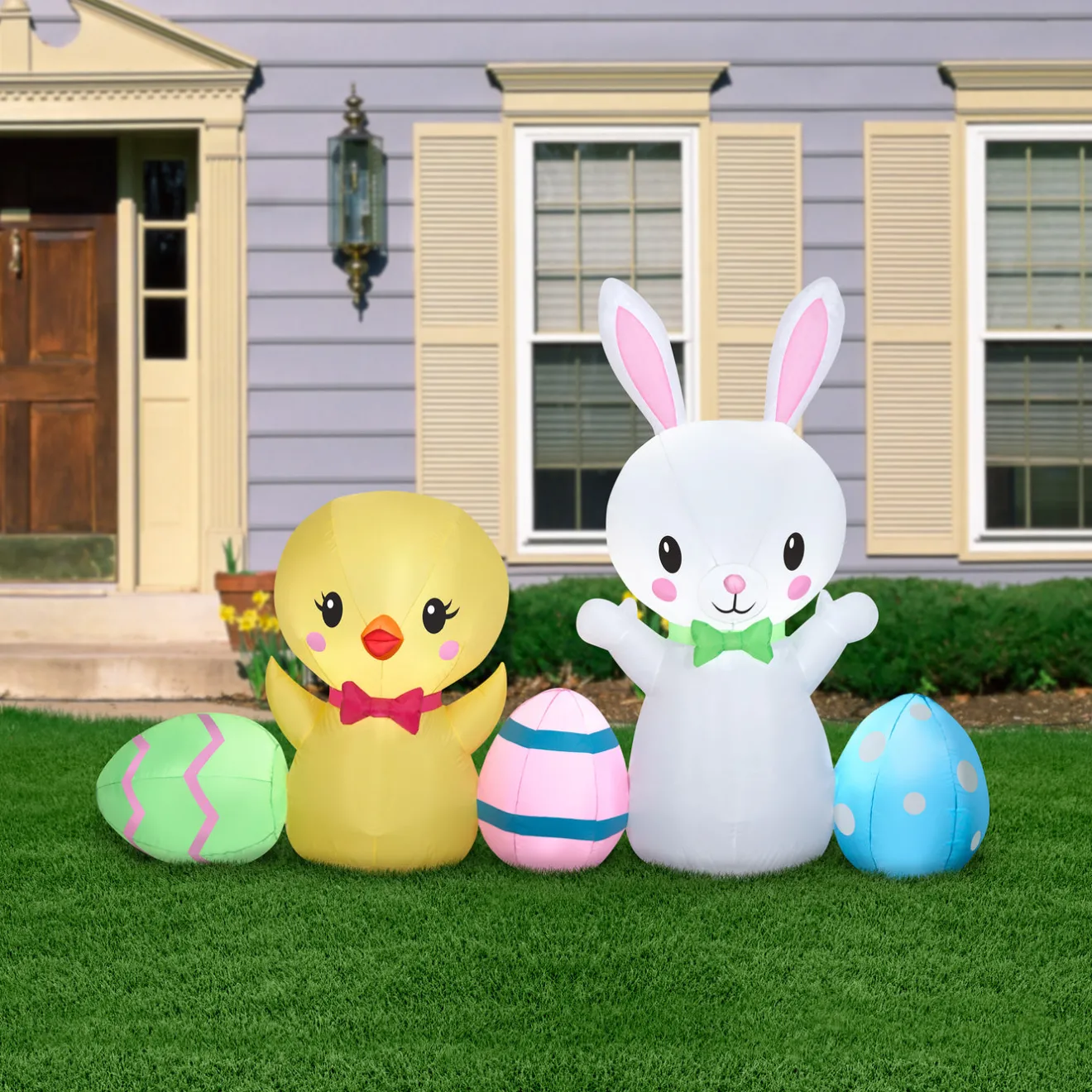 Hot 78 in. Inflatable Easter Bunny and Chick Decoration Inflatable Decorations