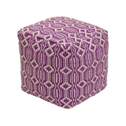 New 16 in. Lavender Hand Woven Pouf Ottoman Patio Furniture