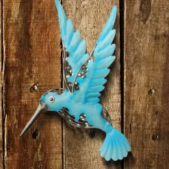 Sale 14 in. Majestic Blue Bird Metal Wall Decoration Outdoor Decor